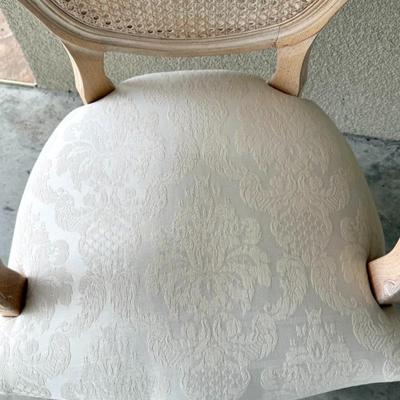 Set of 2 Shabby Chic Style Italian Cane Back Chairs with Ornate Carved Design