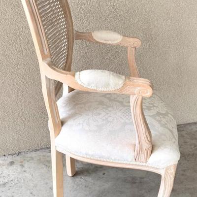 Set of 2 Shabby Chic Style Italian Cane Back Chairs with Ornate Carved Design