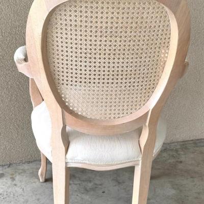 Set of 2 Shabby Chic Style Italian Cane Back Chairs with Ornate Carved Design