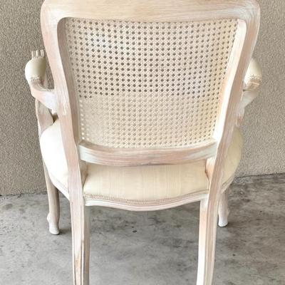 Set of 2 Shabby Chic Style Italian Cane Back Chairs with Ornate Carved Design