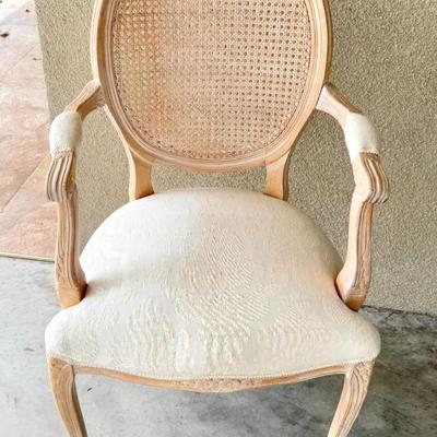 Set of 2 Shabby Chic Style Italian Cane Back Chairs with Ornate Carved Design