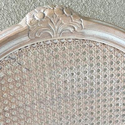 Set of 2 Shabby Chic Style Italian Cane Back Chairs with Ornate Carved Design