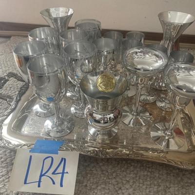 LR4-Hand Blown Candlelite Crystal with serving tray