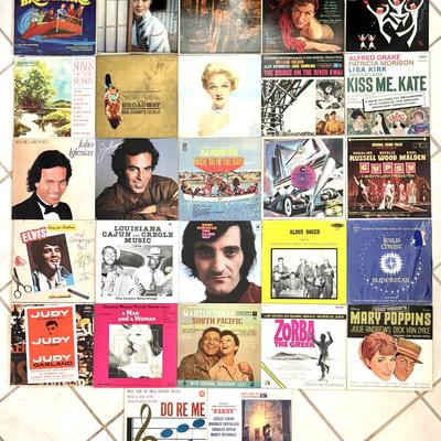 Lot of 27 Vintage Miscellaneous Records - Bedknobs and Broomsticks, Elvis, Judy Garland, Mary Poppins, and More!