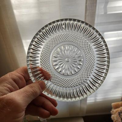Lot of Mixed Glass Heavy Cut glass Bowls , Plates Pitcher Some may have Chips