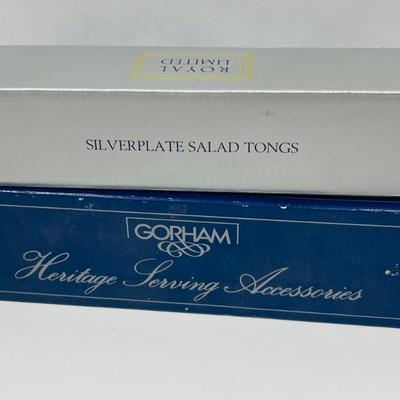 Lot of 2 Silver-plated Tongs in NEW condition w/box - GORHAM & ROYAL LIMITED