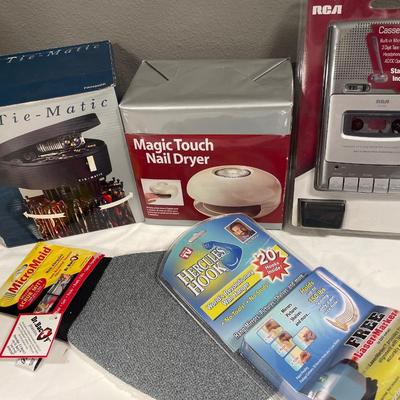 Cassette recorder, tie-matic and nail dryer