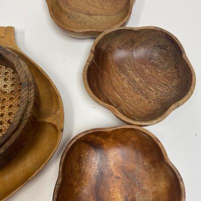 Lot of wooden serving dishes
