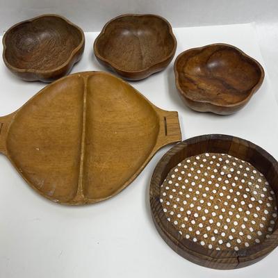 Lot of wooden serving dishes