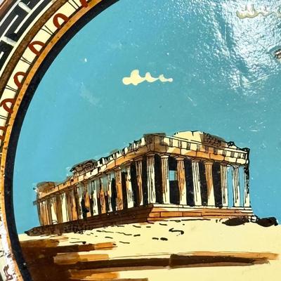 Lot of 8 Vintage Grecian Plates - 7 Ceramic and 1 Copper