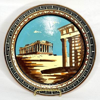 Lot of 8 Vintage Grecian Plates - 7 Ceramic and 1 Copper