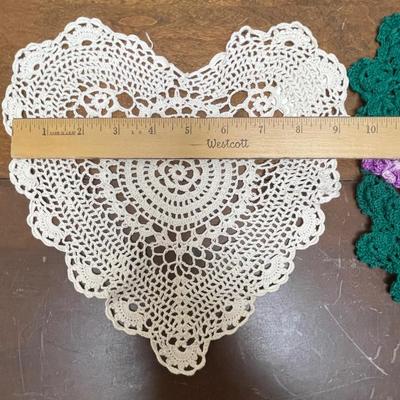 Heart Shaped and Grape Motif Doilies Dolley Lot