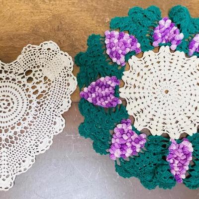 Heart Shaped and Grape Motif Doilies Dolley Lot