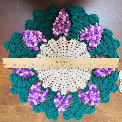 Heart Shaped and Grape Motif Doilies Dolley Lot