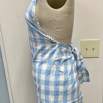Vintage 1950s blue and white check apron handmade