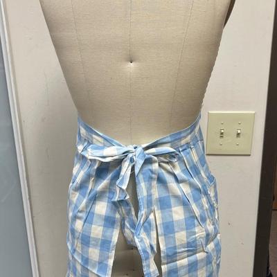 Vintage 1950s blue and white check apron handmade