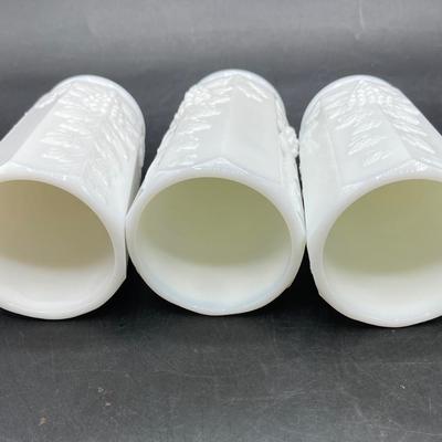 Vintage Westmoreland White Milk Glass Paneled Grapevine Footed Tumblers