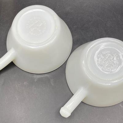 Anchor Hocking Milk Glass Handled Bowl