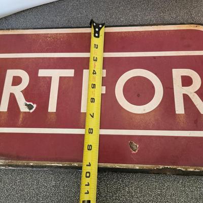 Vintage Hartford Cheshire, England Heavy Metal Enamel British Rail Railway Totem Station Sign 36" x 10"