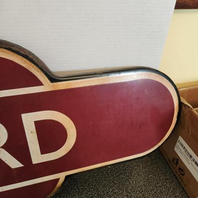 Vintage Hartford Cheshire, England Heavy Metal Enamel British Rail Railway Totem Station Sign 36" x 10"