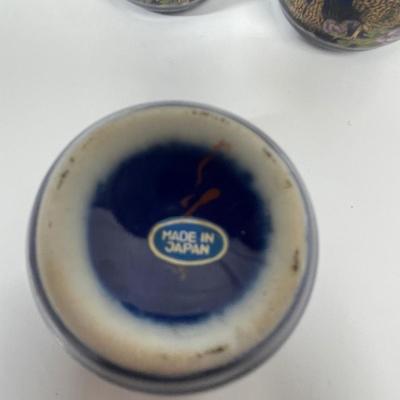 Jasperware made in Japan cobalt blue with a peacock