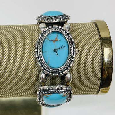 Lot of 3 ladies’ watches CROTON, WALTHAM, Turquoise & Silver-tone