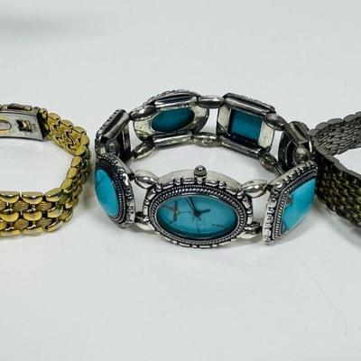 Lot of 3 ladies’ watches CROTON, WALTHAM, Turquoise & Silver-tone