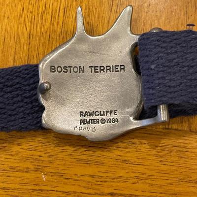 Rawcliffe pewter Boston Terrier belt with measuring cup with key chain
