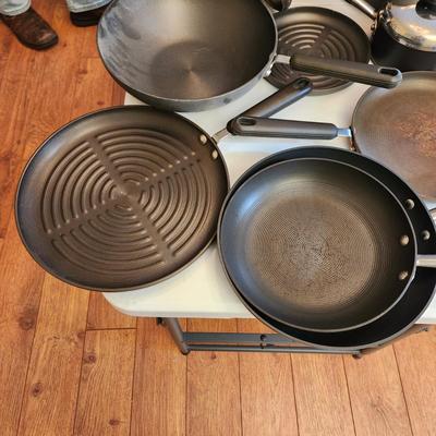 Table Full of Circulon Pots, Pans Grill
