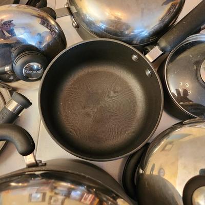 Table Full of Circulon Pots, Pans Grill