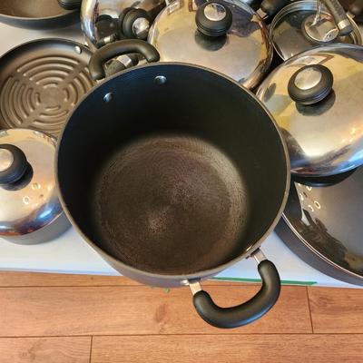 Table Full of Circulon Pots, Pans Grill