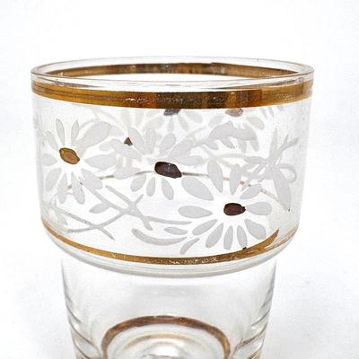 6 Vintage Belgium Hand Painted Gold and White Flower Shot Glasses