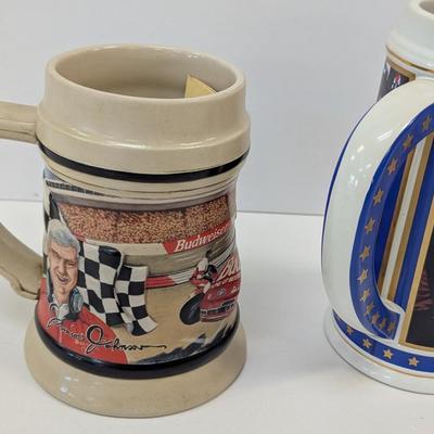 Bill Elliott Jeff Gordon Junior Johnson Budweiser Beer Mugs Winston Cup