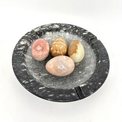 Marble Ashtray with 4 Marble Eggs