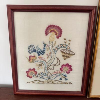 450 Vintage Framed Needlepoint and Robert Fuber Print
