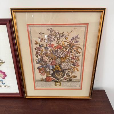 450 Vintage Framed Needlepoint and Robert Fuber Print