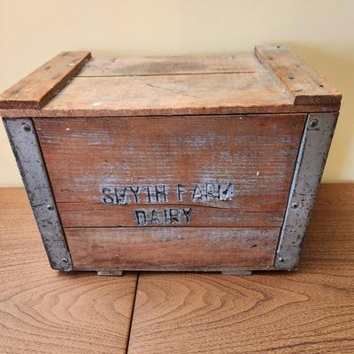 Vintage Wood Wooden Smyth Farm Dairy Milk Box