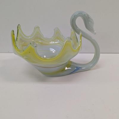 Vintage Murano Style Glass Swan Bird Bowl #41