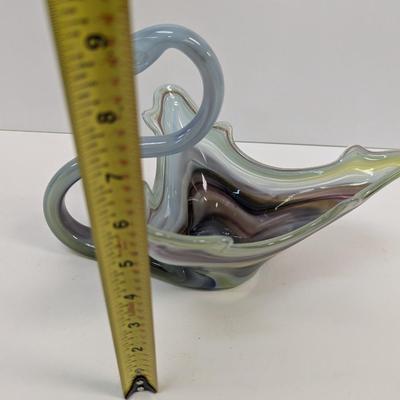Vintage Murano Style Glass Swan Bird Bowl #42