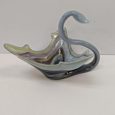 Vintage Murano Style Glass Swan Bird Bowl #42