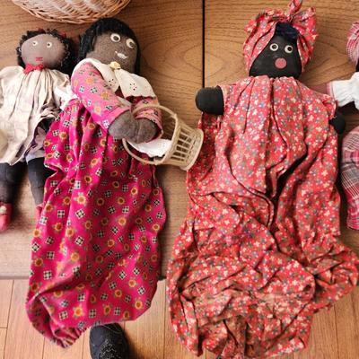 Lot of 6 Vintage Dolls with Basket