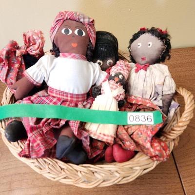 Lot of 6 Vintage Dolls with Basket