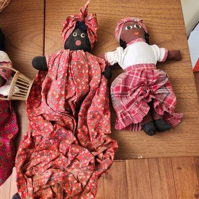 Lot of 6 Vintage Dolls with Basket