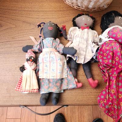 Lot of 6 Vintage Dolls with Basket