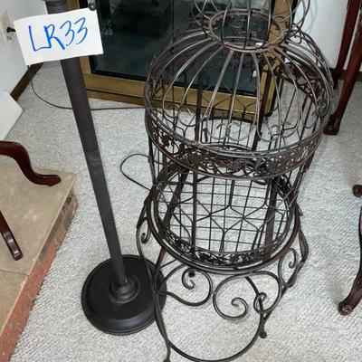 LR33-tall floor lamp, and decorative birdcage with stand
