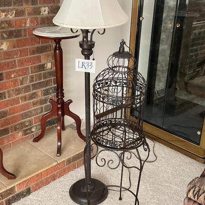 LR33-tall floor lamp, and decorative birdcage with stand