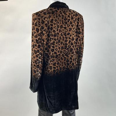 377 ELIE TAHARI Leopard Print Velvet Coat Size LG