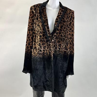 377 ELIE TAHARI Leopard Print Velvet Coat Size LG