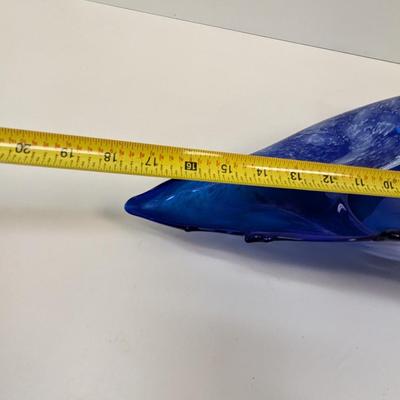Large Art Glass Blue Ocean Wave Bowl #52
