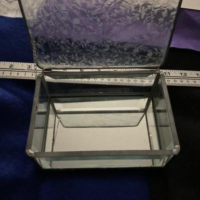 Vintage sketched and beveled glass Jewelry Box.